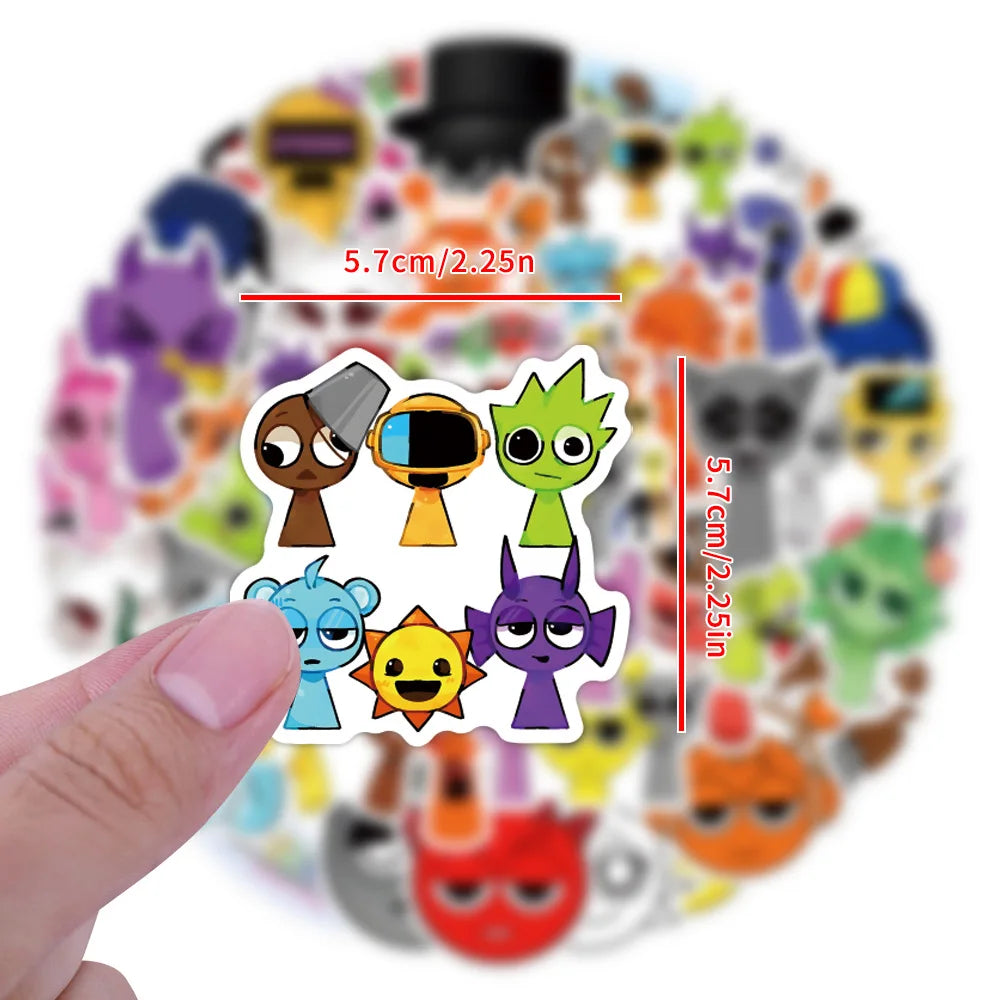 55pcs Funny Game Cartoon Incredibox Sprunki Stickers for Decorative Stationery Handbook Luggage Water Cup Laptop Sticker