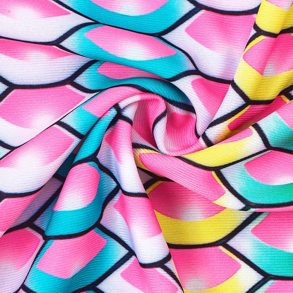 Girls One-Piece Mermaid Tail Swimsuit, Cute Beach Bathing Suit, Children Performance Cosplay Costume, Kids Dress Up Clothes