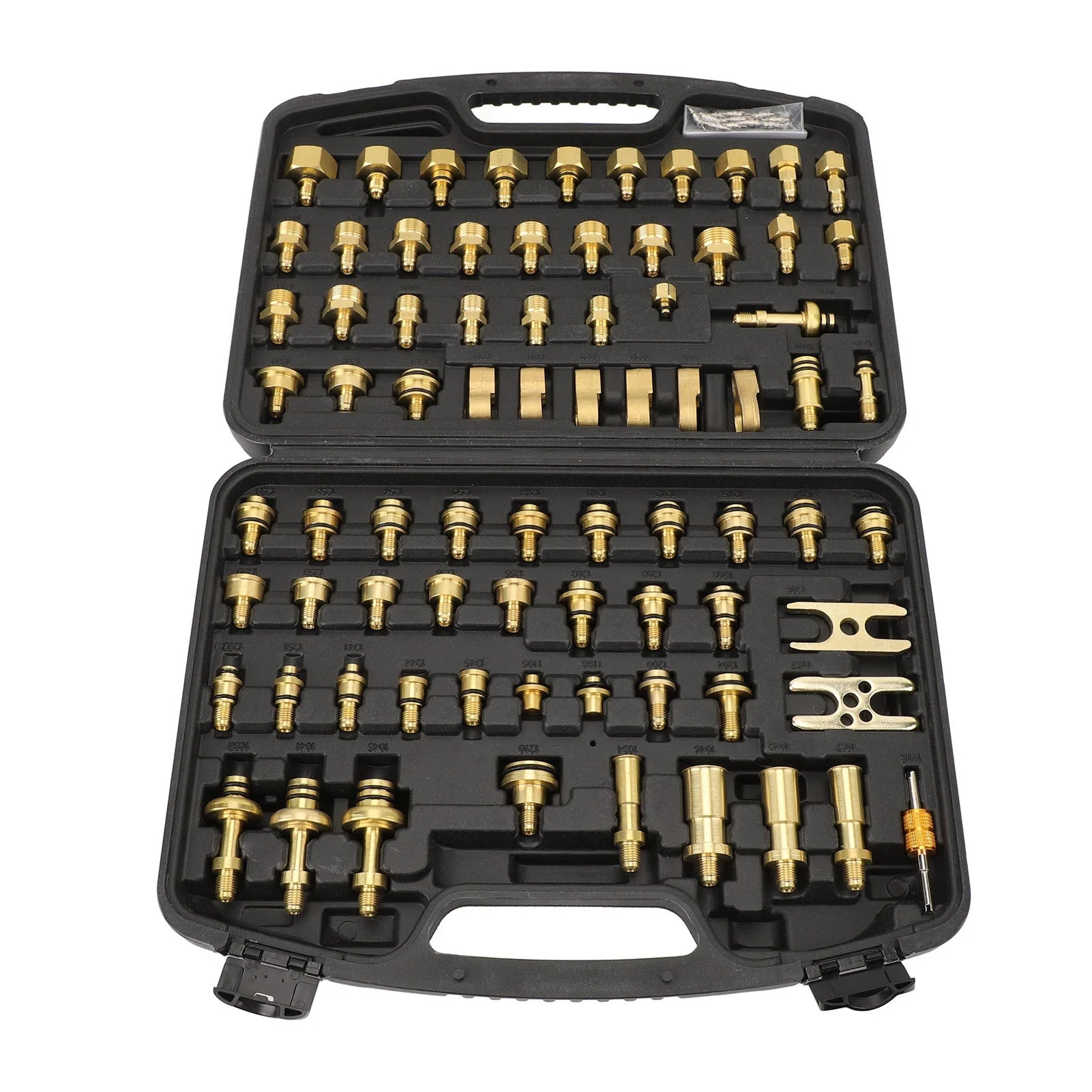 77Pcs Car Air Conditioning Leak Test Kit Brass Ac Leak Detection Tools Connector Repair Kit for Car Auto AC