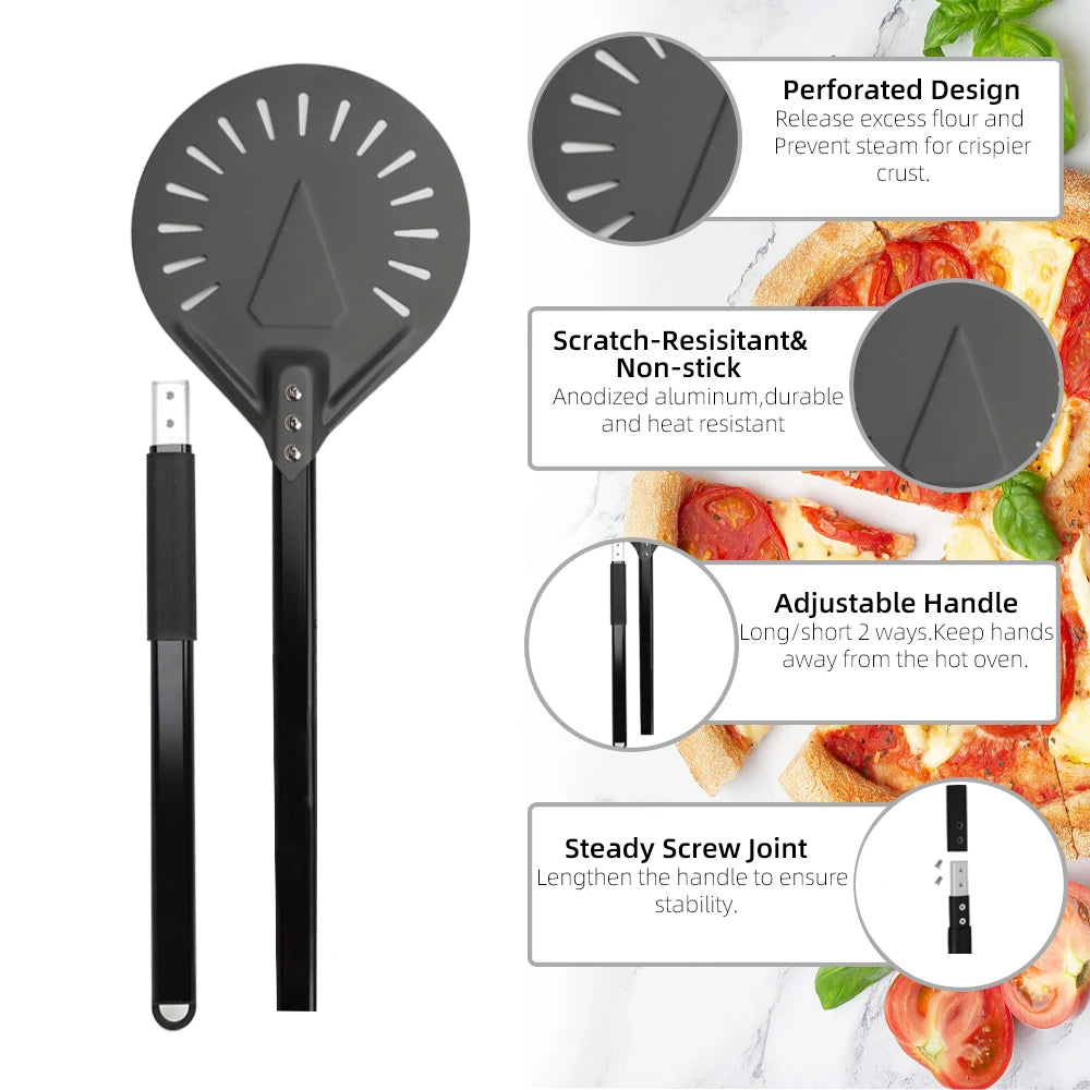 7 8 9 10 Inch Long Pizza Peel AdjustableTurning Shovel Spatula Baking Tool  Kitchen Utensils Nonstick Big Pizza Turner for Oven