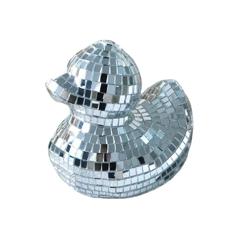 Silver Duck Mirror Glass Decoration Light Reflected Art Glitter Bar Home Disco Ornament For Disco Themed Party Cake Decoration - Value Vault Club