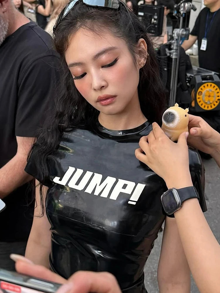 Sisterlinda Summer New Trend T-Shirts Women Letter Print Reflection Design Short Sleeve Hot Girls High Street Style Crop Tops