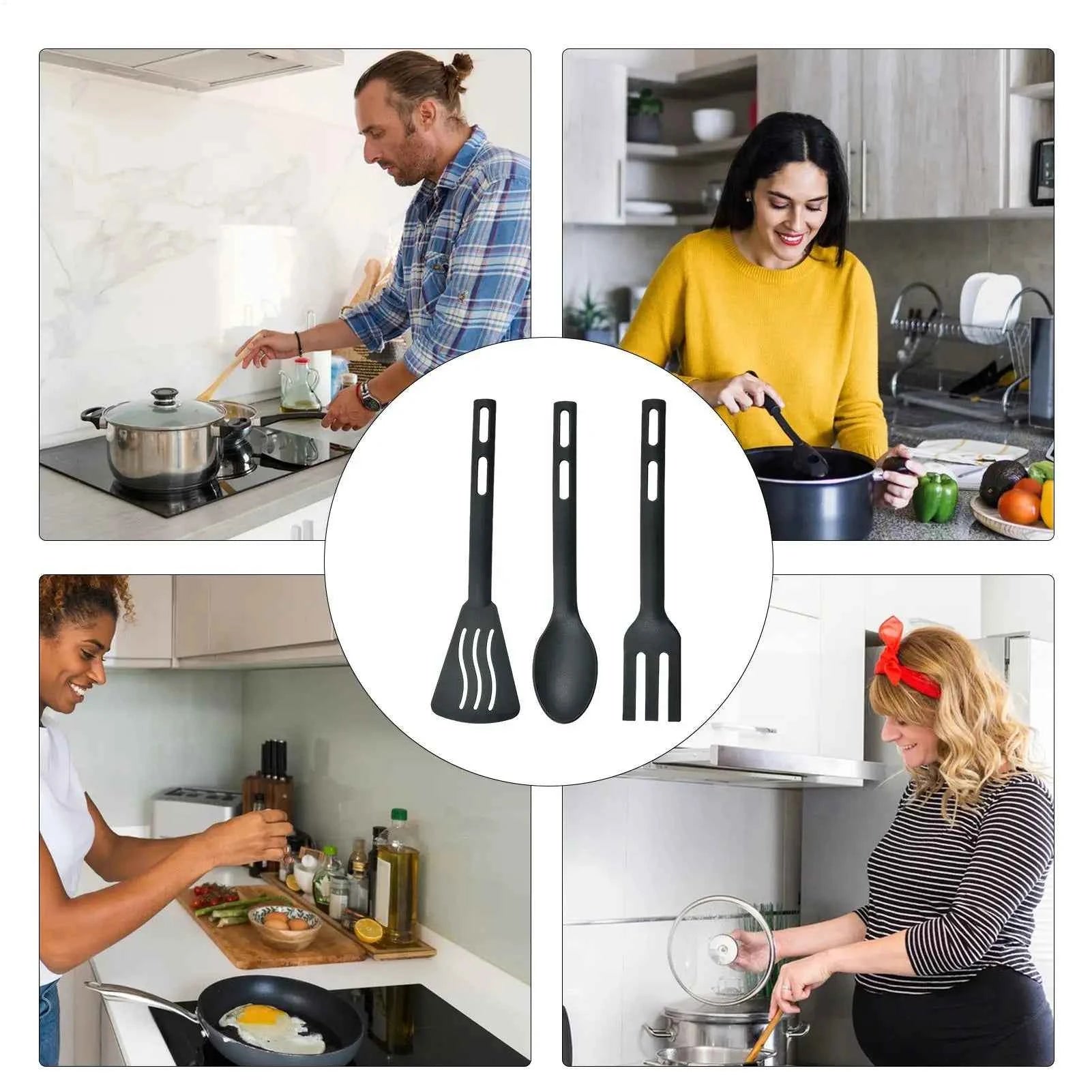 Kitchen Tool Set Nylon Kitchen Utensils Set Sturdy Cutlery Kit With Non-Stick Spatulas Comfortable Handle Cookware Accessories
