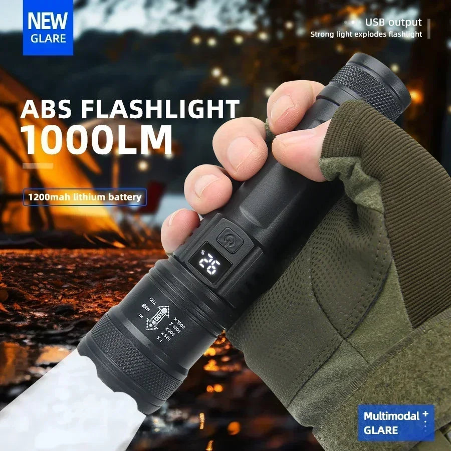 3000000LM Super Bright Flashlight Built-in Battery Rechargeable LED Flashlights High Power Torch Lamp for Camping Lantern