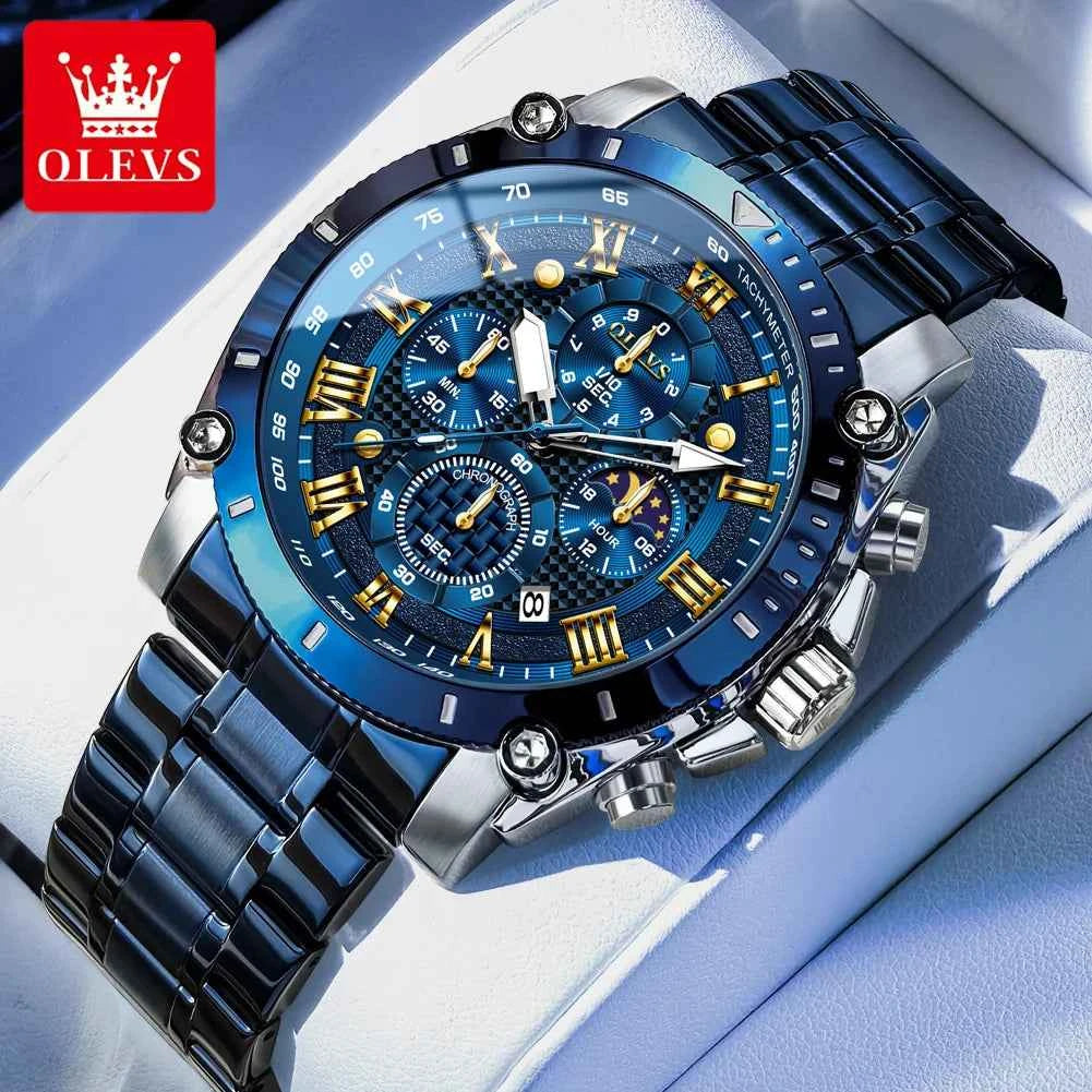 OLEVS Watches Man 3689 Multifunctional Sports Quartz Watch 30m Waterproof Luminous Date Mens Watch Original Business Brand