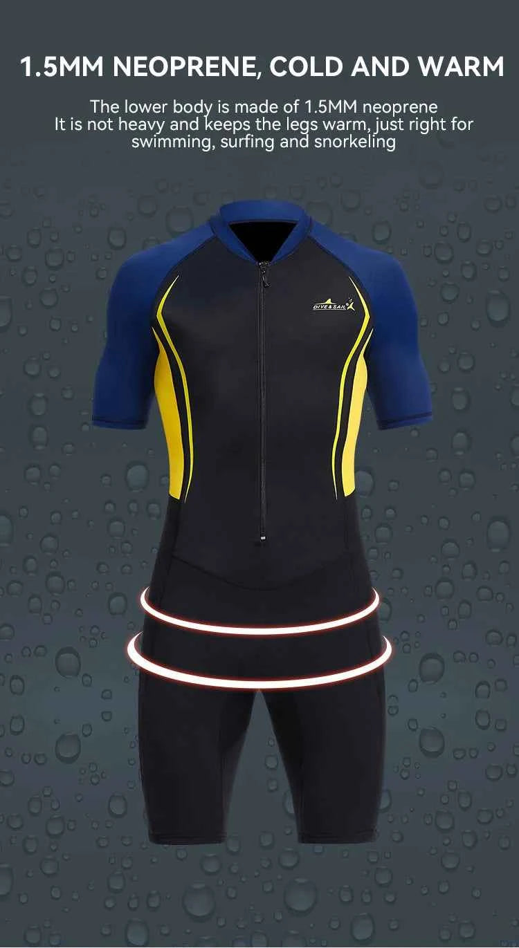 Men Women New Couple Diving Suit One-piece Sunscreen Swimsuit Short-sleeved Shorts 1.5mm Snorkeling Surfing Warm Shorty Wetsuit