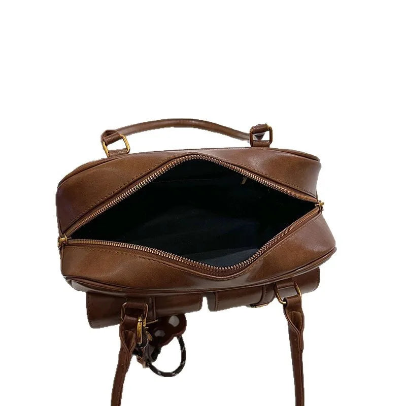 Women Multi Pocket Shoulder Tote Bag with Golden-Tone Hardware & Letter, Stylish Handbag Purse for Travel, Work, Shopping, Dates