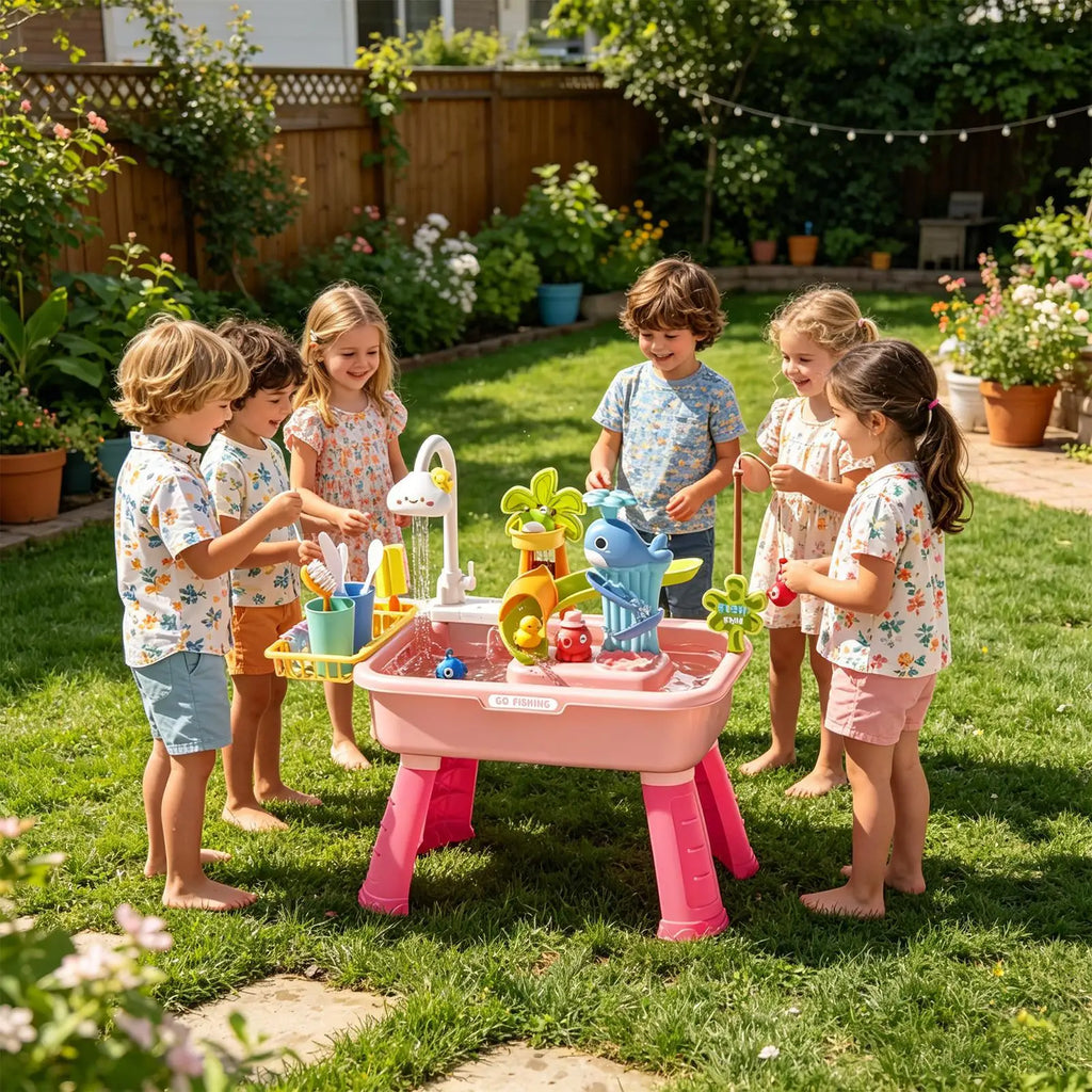 Water Table for Kids Summer Toys Play Sink with Running Water for Boys Girls Preschoolers Backyard Patio Beach Camping Daycare