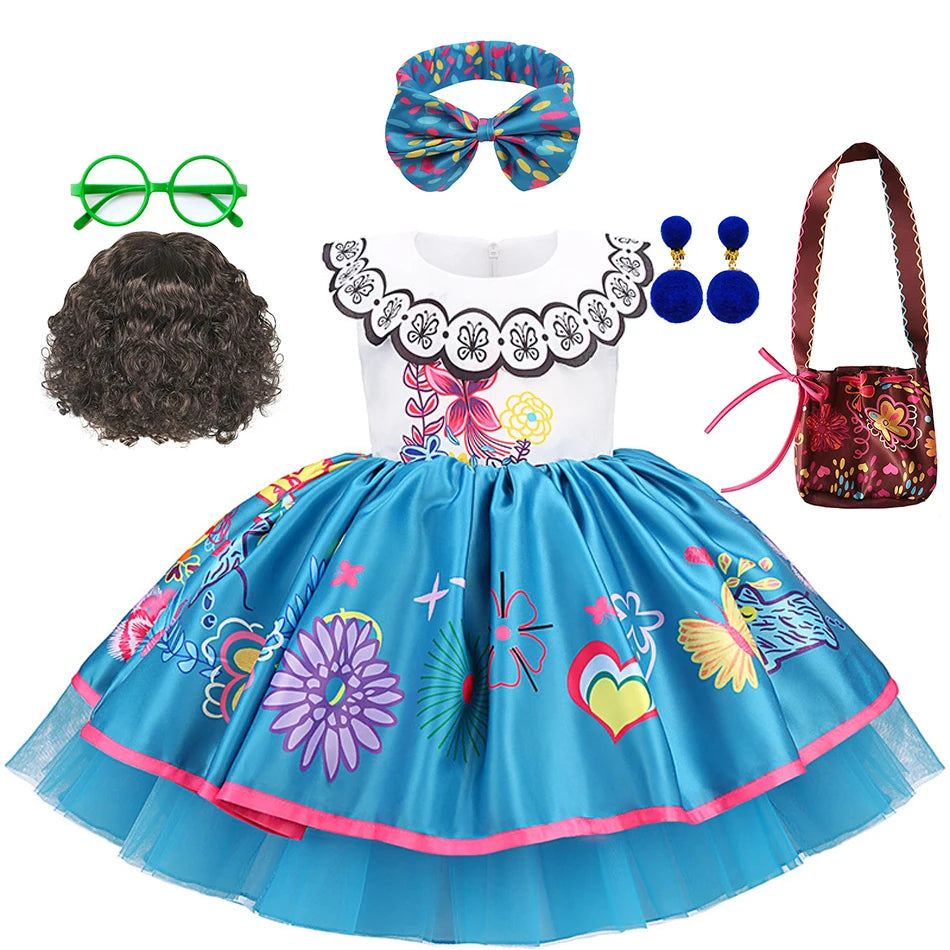Little Girl Mirabel Dress Encanto Charm Disguise Costume Toddler Girl Birthday Party Fantasy Outfits Kids Princess Dress