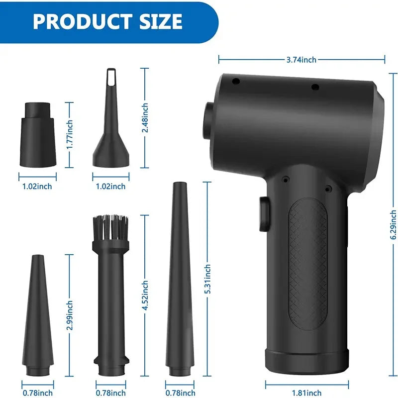 Compressed Air Duster for Keyboard  Electric Air Blower Computer Cleaning Cordless Air Dust Cleaner for PC Crumbs Car