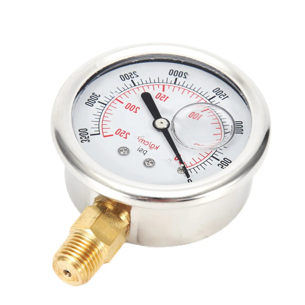 Fuel Pressure Gauge Fuel Pressure Liquid Filled Gauge Stainless Steel Hydraulic Liquid Filled Fuel Pressure Gauge 0-3500 PSI