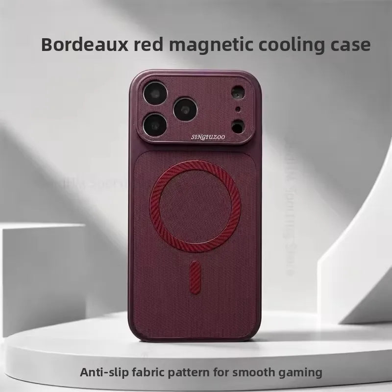 Grape Red Color Magnetic Woven Phone Case For iPhone – Heat Dissipation