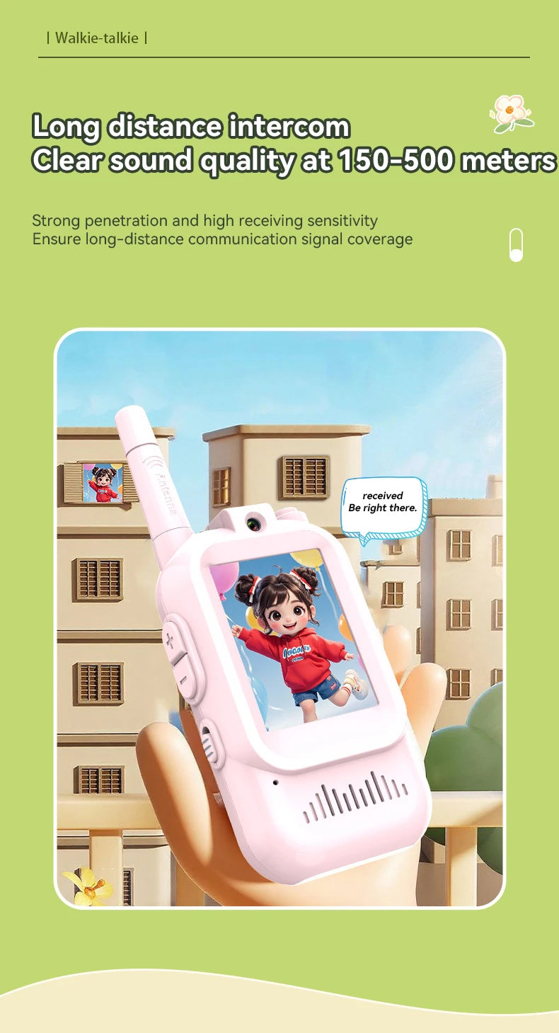 Kids Video Walkie Talkie Toys  With HD Camera And 2 Inch Screen Wireless Intercom Toy For Camping Travel Birthday Gifts Outdoor