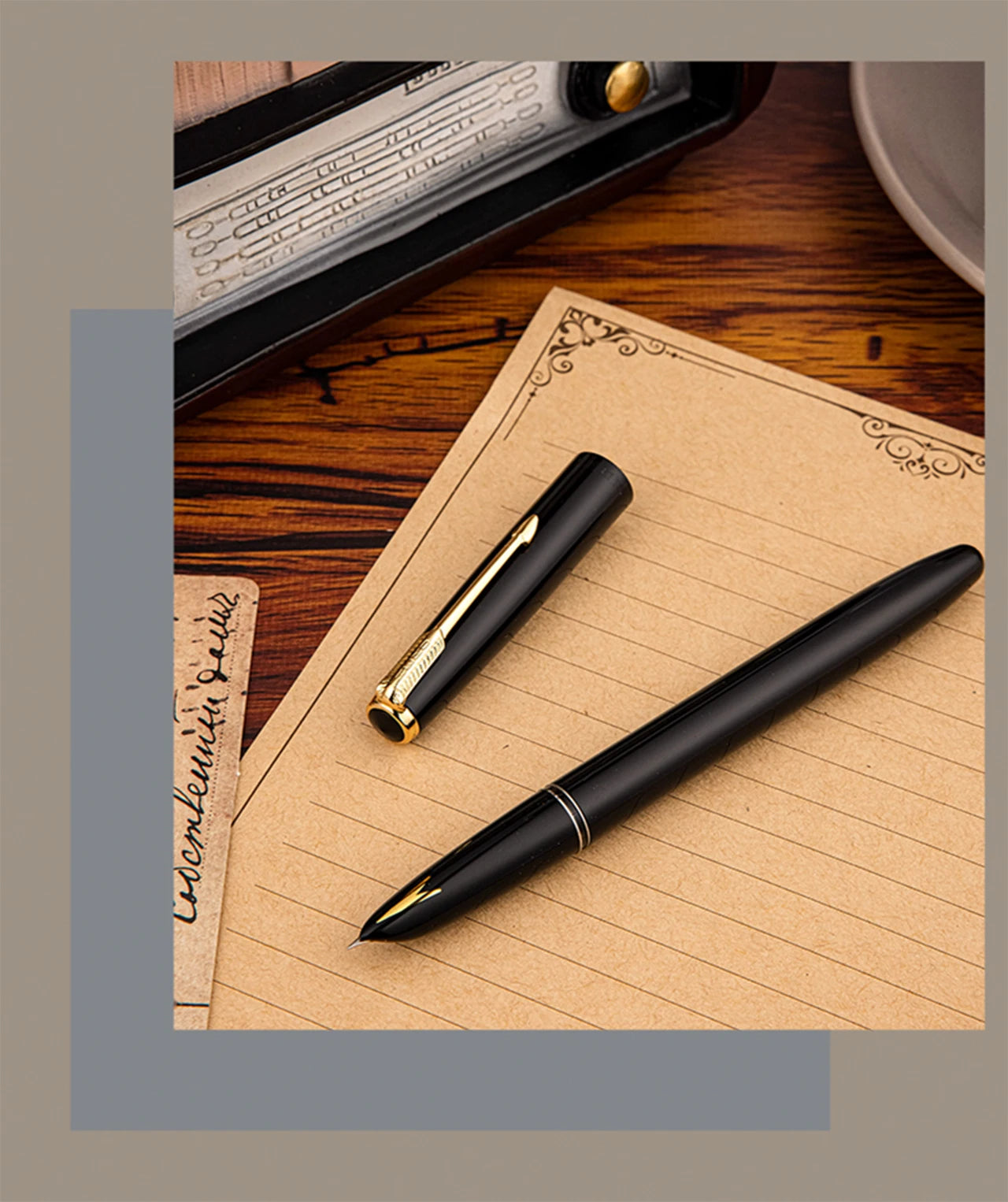 Hero 616S Classic Retro Fountain Pen Dark Tip 0.5mm Iridium Gold Nib Business Office Gift Student School Stationery Supplies
