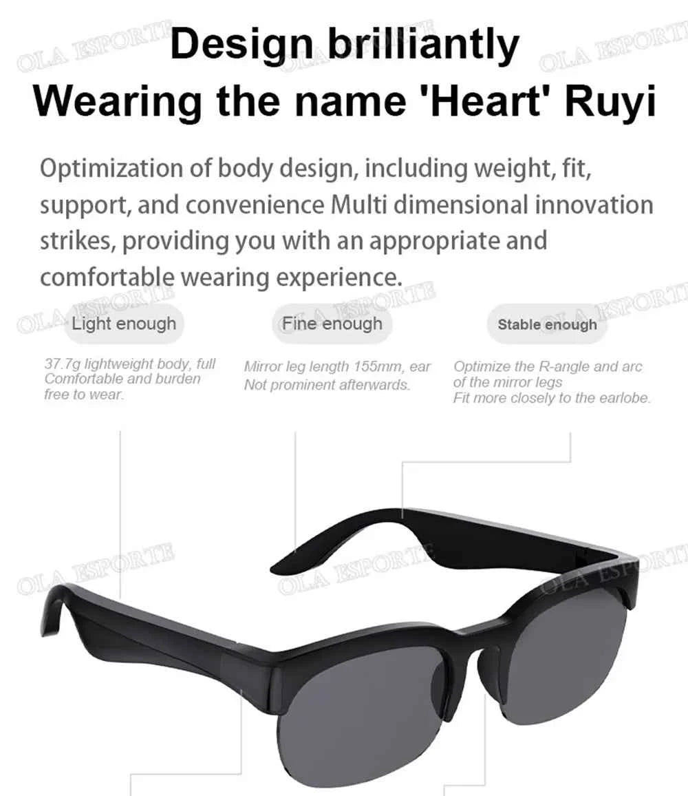 New Camera Control Smart Glasses 2025 Music Sunglasses Headphones Wireless Bluetooth Call Headset HIFI Audio glasses For Android