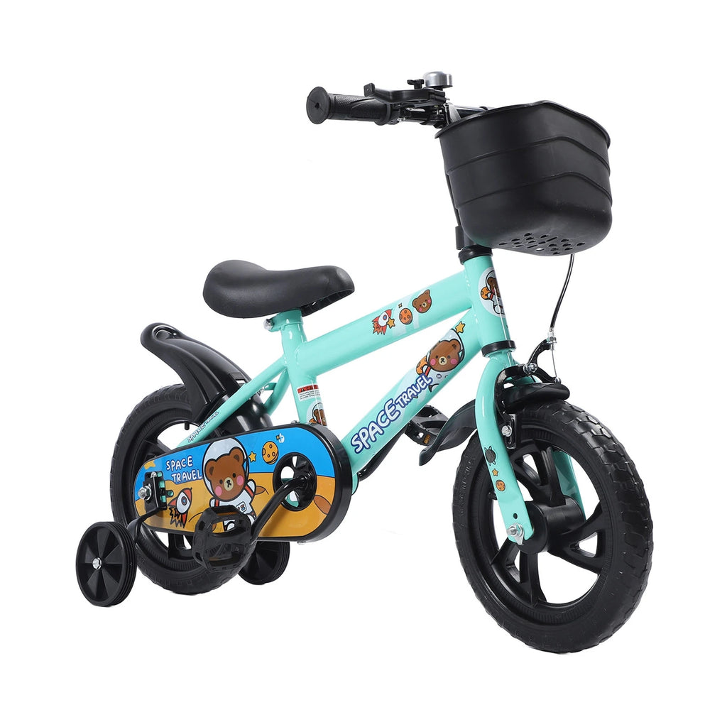 Kids Bike Prevent Foot Stuck Stable Structure Elastic Cushion Children Bike with Training Wheels for Ages 3‑6 Years
