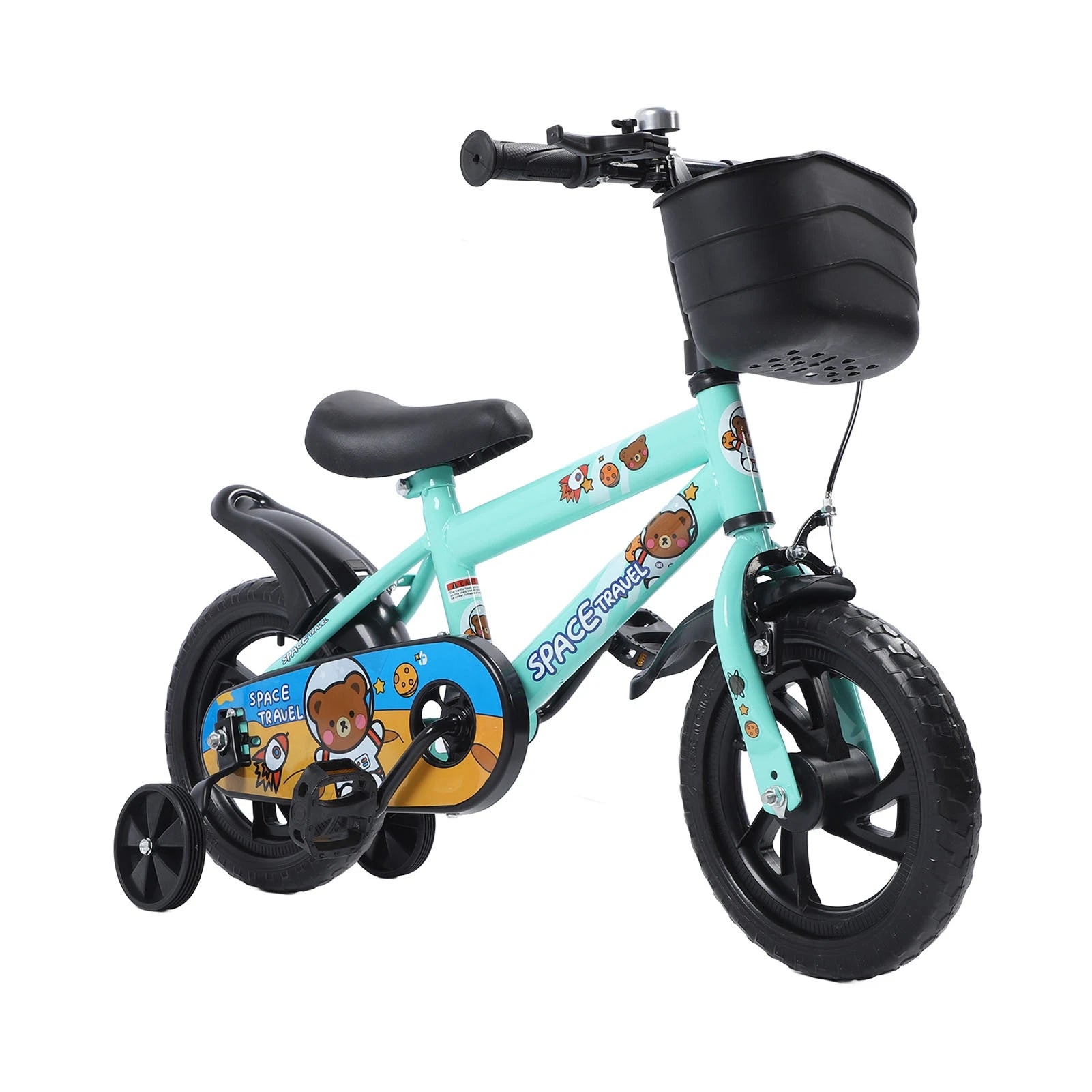 Kids Bike Prevent Foot Stuck Stable Structure Elastic Cushion Children Bike with Training Wheels for Ages 3‑6 Years