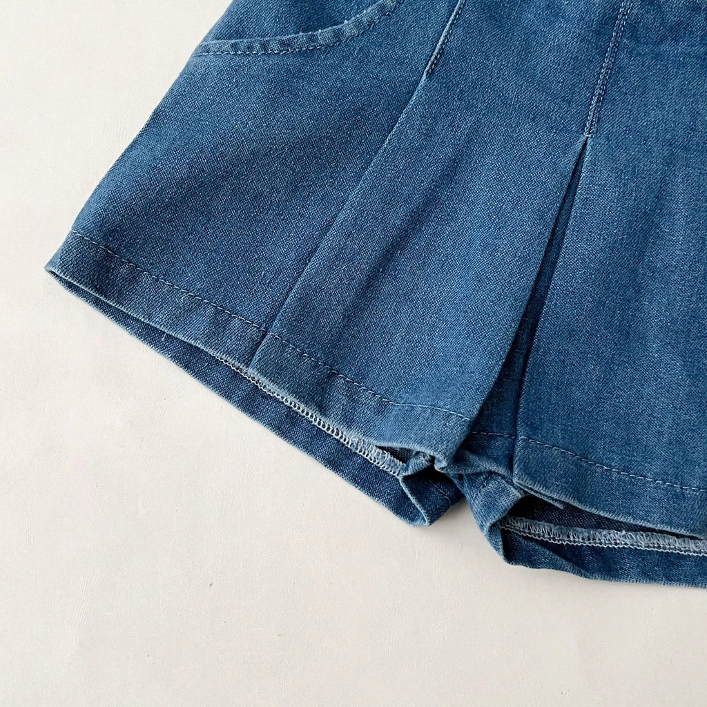 Fashionable Childrens Set Denim Top+Jeans Short Korean Version Girl Casual Sports Two-Piece Set 0-6 Year Old Childrens Cloth