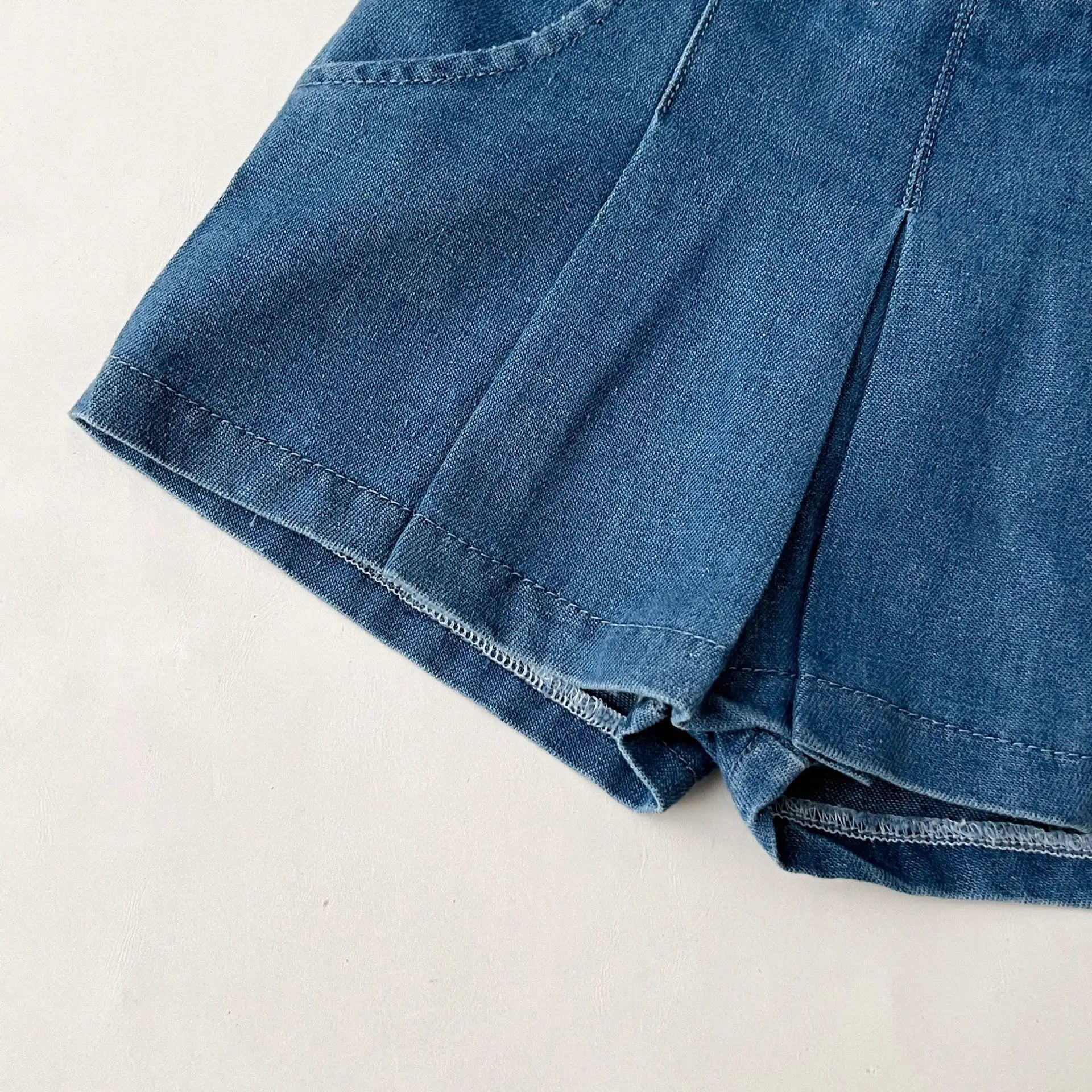 Fashionable Childrens Set Denim Top+Jeans Short Korean Version Girl Casual Sports Two-Piece Set 0-6 Year Old Childrens Cloth