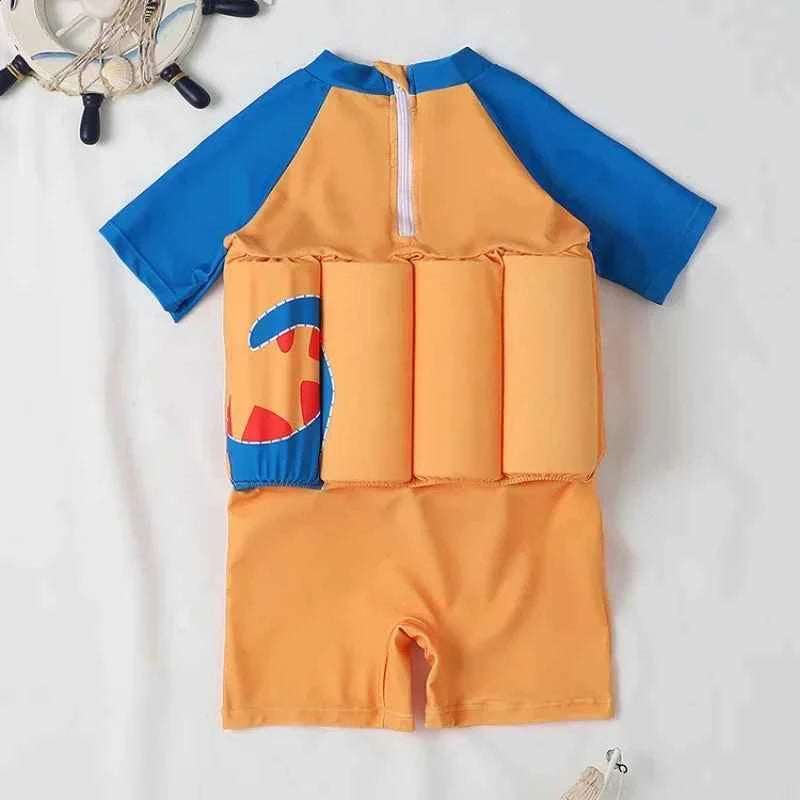 1-6T Children's Buoyancy Swimsuit Cartoon Swimwear Kid One-Piece Floating Rash Guards Bathing Clothes Boys Girls Swimming Suits
