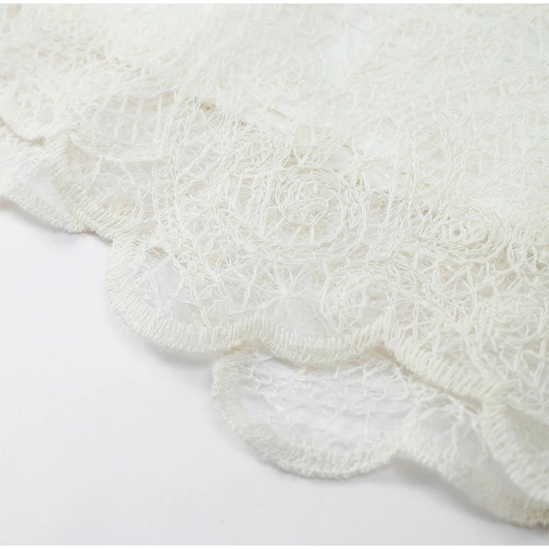 White Lace Dresses Elegant Solid Flared Sleeve High Neck Slim Pleat Mini Women Dress 2026 New Fashion Club Evening  Party Robes