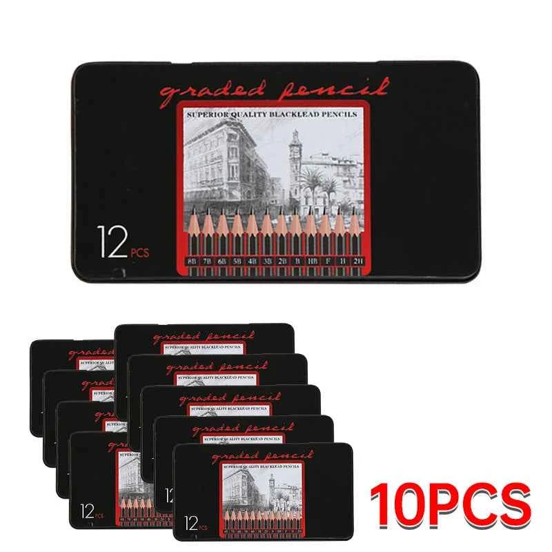 12Pcs/Set Wooden Pencils 2H-8B Professional Drawing Pencil Art Supplies Journal Writing Stationery Items School Acsesories Gift