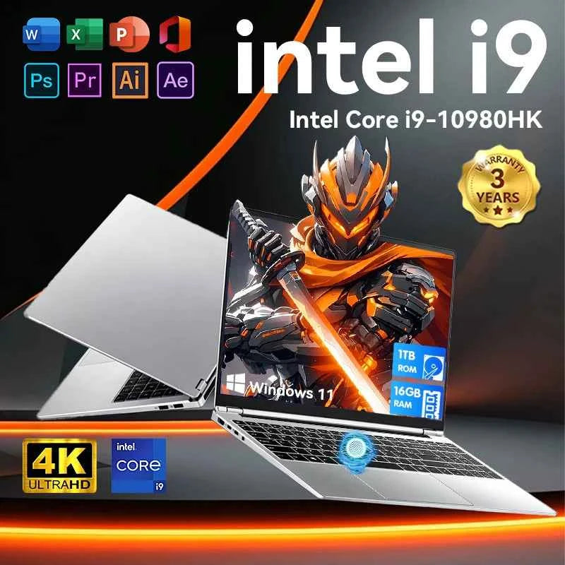 2026 Windows 11 Pro 15.6" Laptop Intel Core i9 10980HK 16GB RAM 1TB 2TB SSD Office Gamer Laptops Fingerprint UnIock Notebook PC