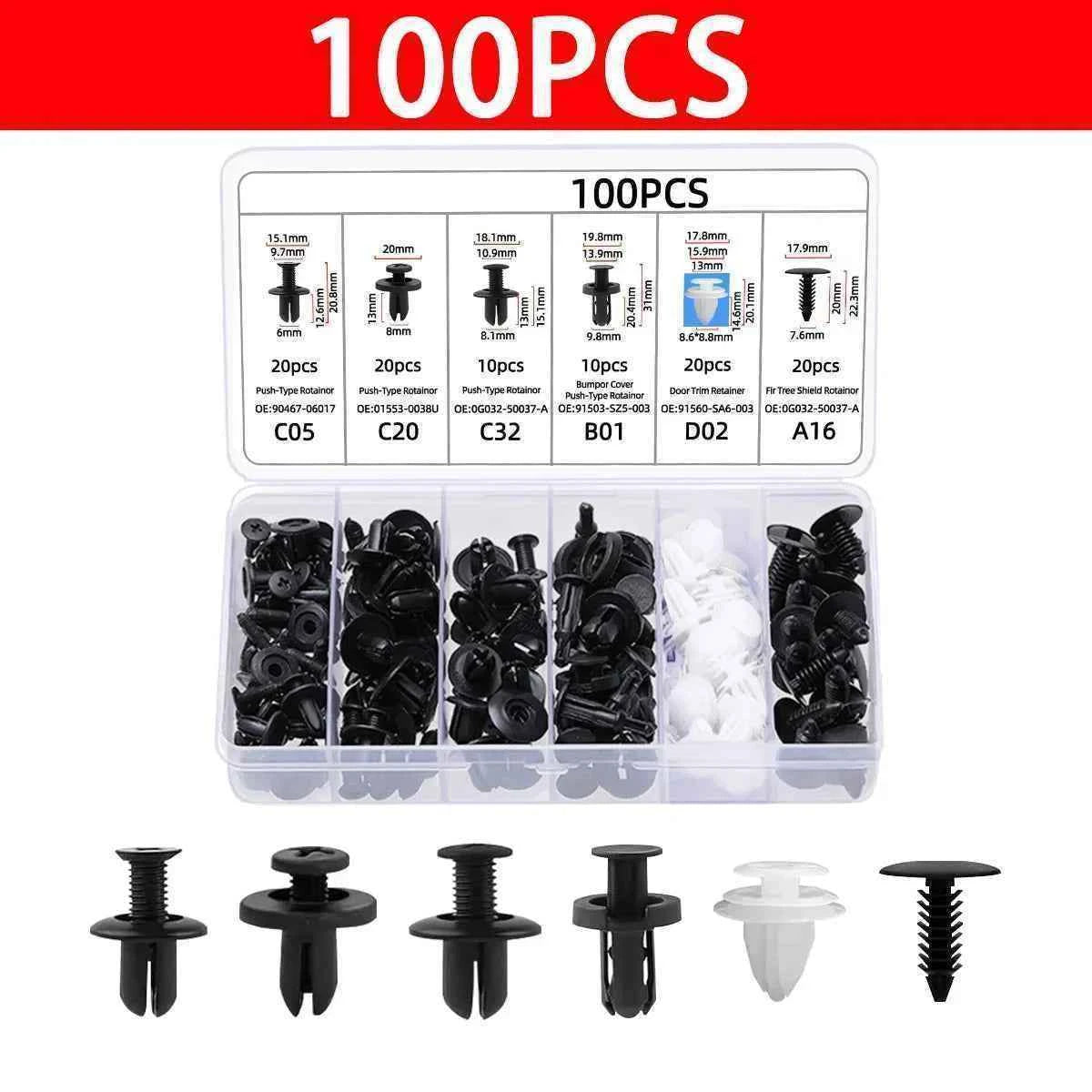 100PCS Automotive Fastener Clip Car Plastic Rivets Fasteners Push Retainer Kit Bumper Door Decorative Panel Retainer Clips