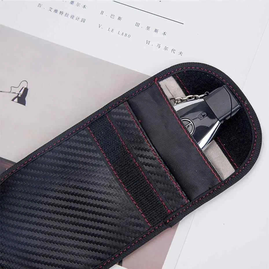 Faraday Bag for Key Fob Cage Protector Car RFID Signal Blocking Key Fob Protector Anti-Theft Pouch Double-Layers of Carbon Fiber