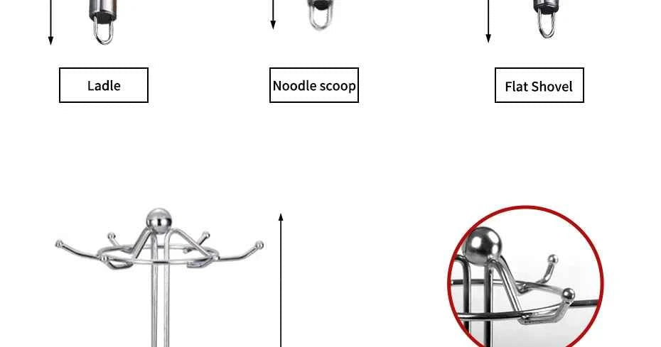6 Pieces Kictche Cooking Utensil Set Stainless Steel Cookware Set with Organizer Holder Stand Kitchen Cooking Tools