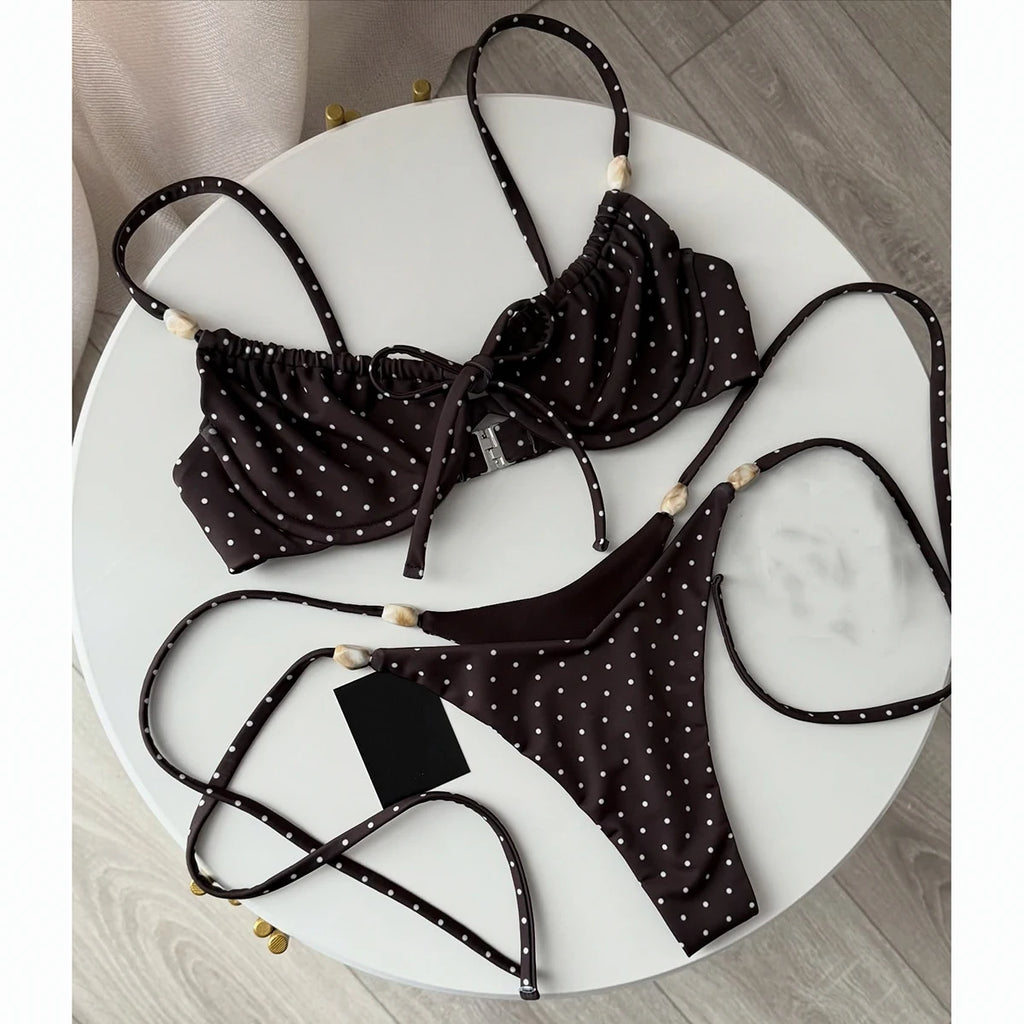 Push Up Bikinis 2026 Sexy Women Swimsuit Swimwear Female Bikini Set Beads Biquini Bathing Suit Dot Swimming Suit Beachwear