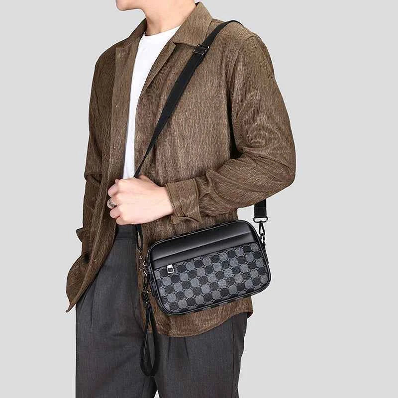 Top-quality PU Leather Men Waist Packs Business Crossbody Bags for Male Fashion Travel Storage Phone Shoulder Bags Clutch Bag