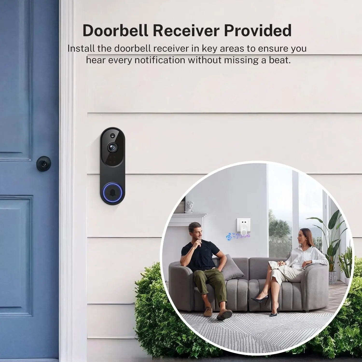 1080p Wireless Wi-Fi Video Doorbell Camera with Two-Way Audio, Night Vision, Cloud Storage, AI Motion Detection, 2.4GHz Wi-Fi