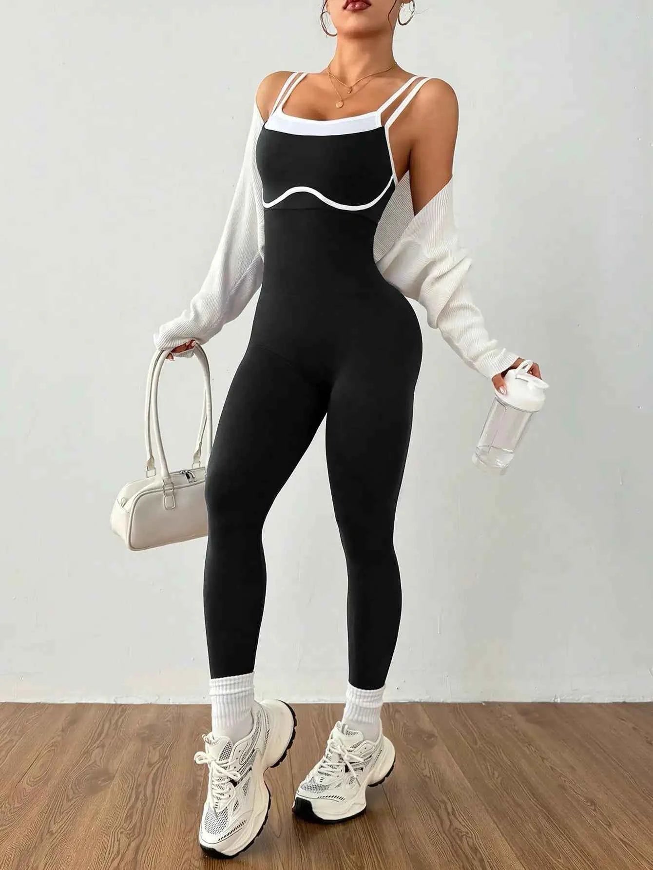 Women's Quick-Dry Fitness Yoga Bodysuit Tight Outdoor Sports One-Piece Comfortable Yoga Top for Active Wear