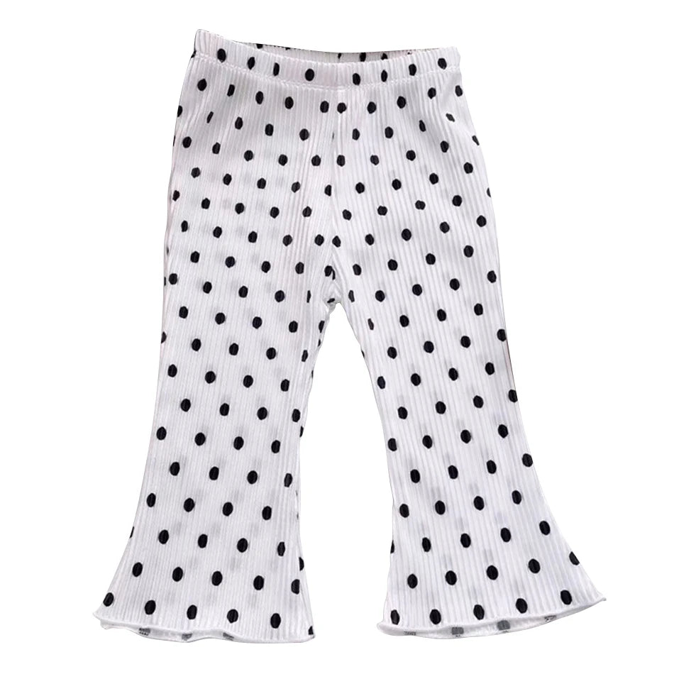 Summer Girls Floral Polka Dot Flared Pants Ice Silk Thin Fashion Outdoor Activities Children Pants Kids Everyday Versatil Pants
