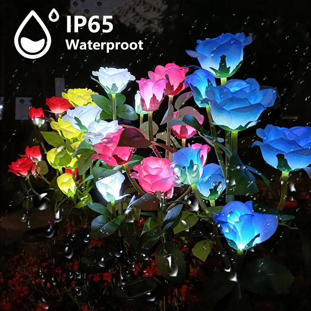 Solar Garden Lights Outdoor Decor Solar Lights with Rose Flowers Light, Solar Powered Lawn Lights for Garden Landscaping lights