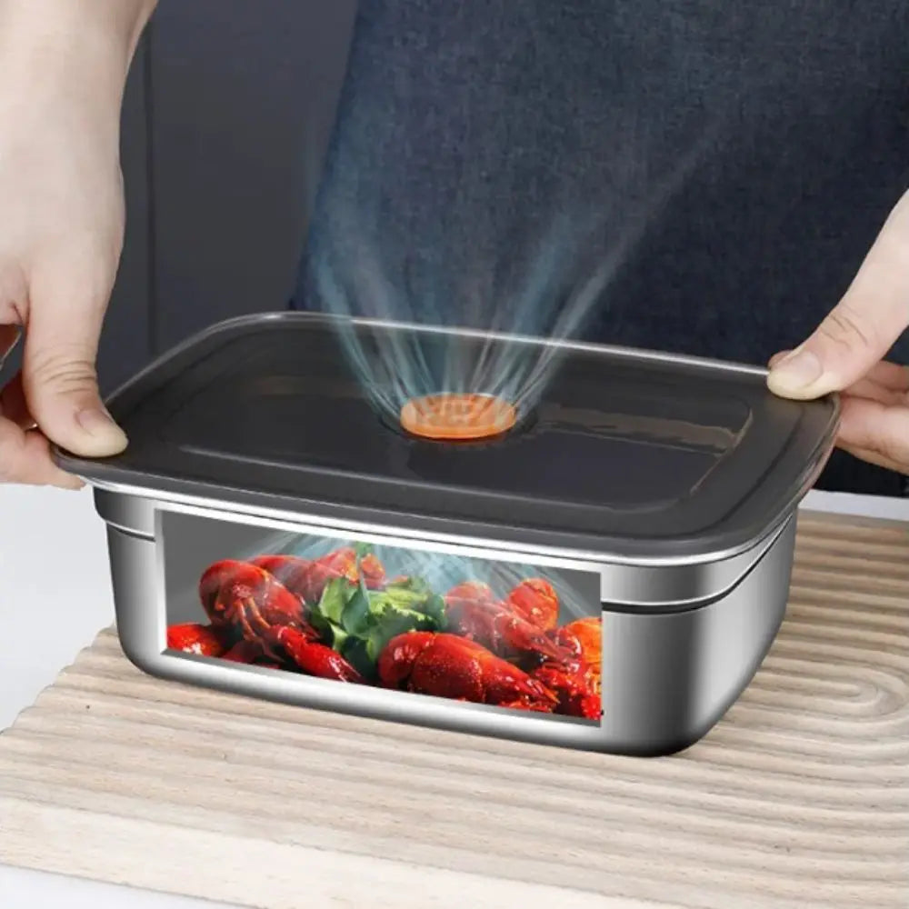 Stainless Steel Camping Lunch Box Large Capacity Refrigerator Freezer Storage Box Sealed Microwave Suitable Leak-proof Box