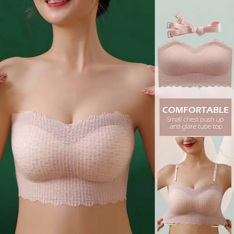 Sexy Invisible Bra Tube Tops Strapless Bras Seamless Bralette Wireless Wedding Brassiere Push Up Underwear Women Lingerie