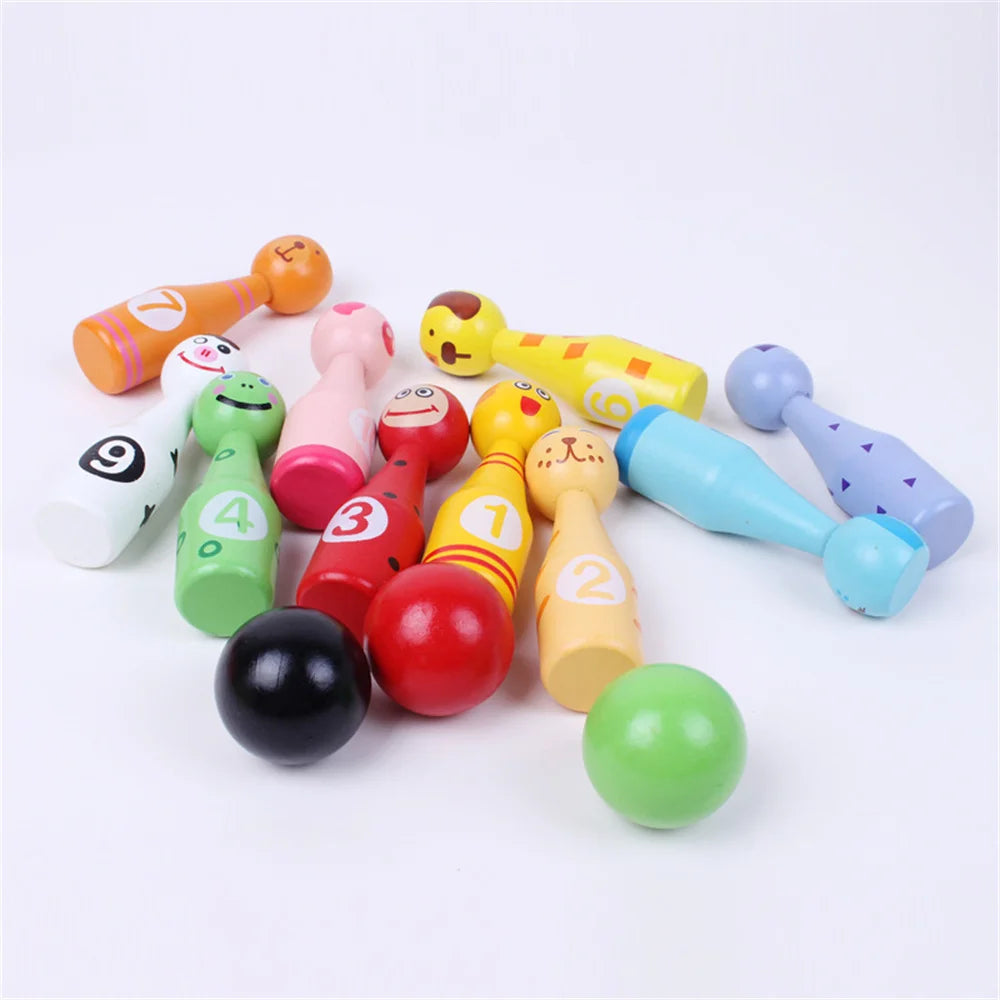 Kids Bowling Set With Cartoon Number Print Toddler Indoor Outdoor Activity Play