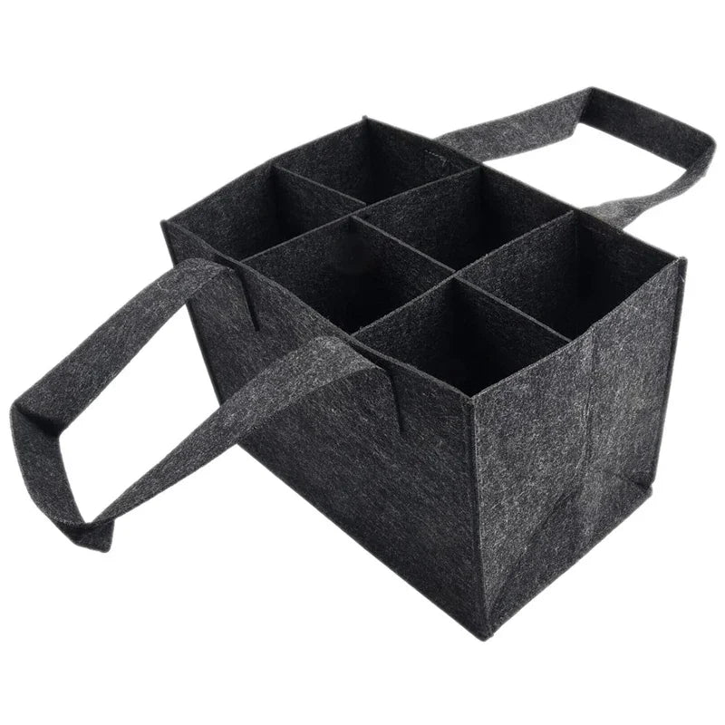6 Bottles Felt Wine Bottle Holder Bag Grey Protective Wine Storage Bag Washable with Carry Handle Wine Bottle Carrier Wedding