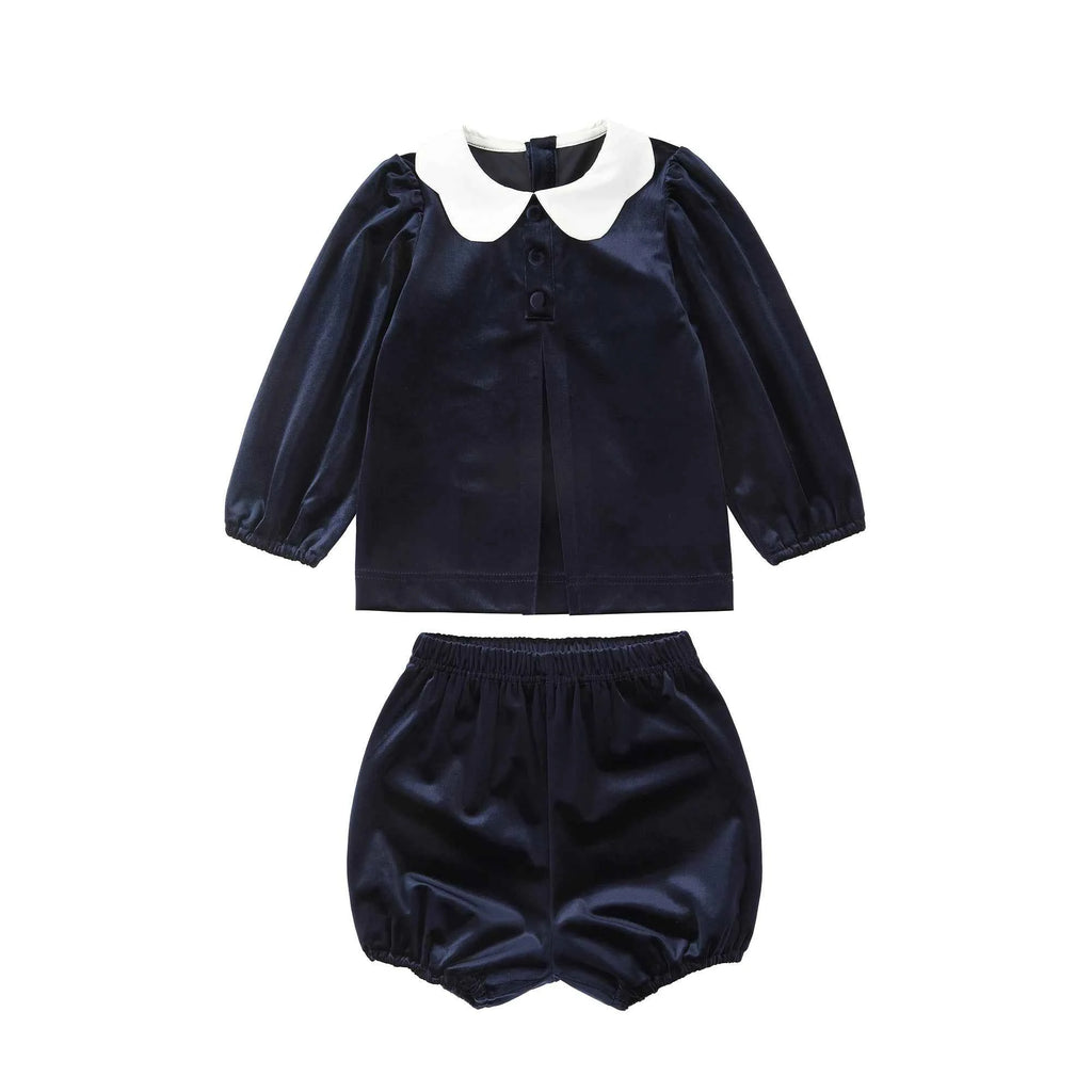 AP AW25 Sapphire Collection Girls Velvet Dress Baby Kids Set Floral Sweater Boys Overalls Brothers Sisters Family Matching