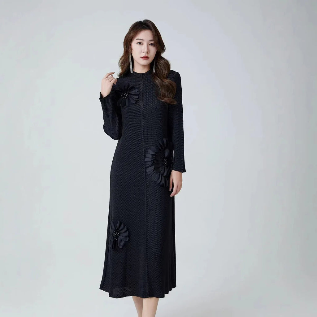 Directly From The Manufacturer Spring New Design Three-dimensional Printing Pleated Dress Foreign Style Fashion Dresses Women
