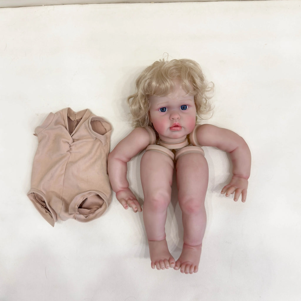 NPK 24'' Handmade High Quantity Unfinished Doll Parts with Hand Rooted Hair Ellie  Lifelike Reborn Doll Kit Painted Doll Kit