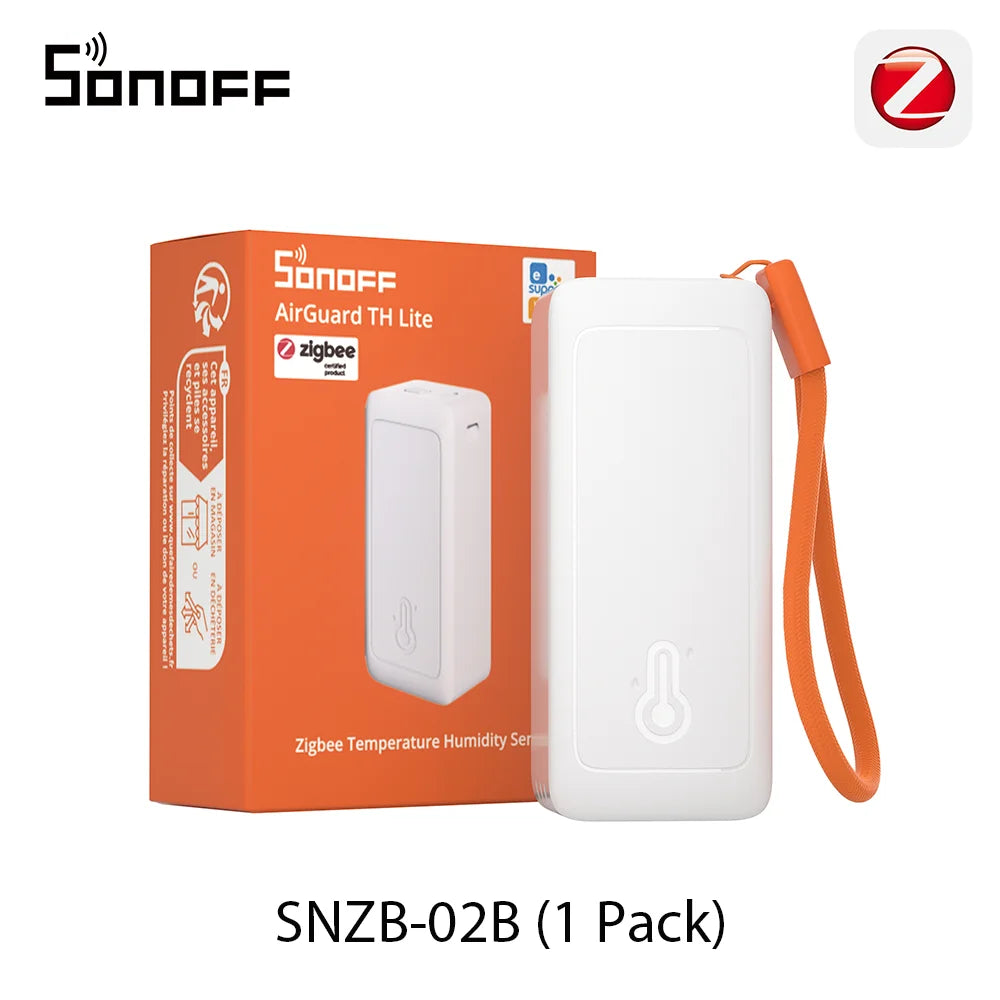 SONOFF SNZB-02B AirGuard TH Lite Zigbee Temperature Humidity Sensor,High-Accuracy Sensing, 6-Month Data Log,Long Battery Life