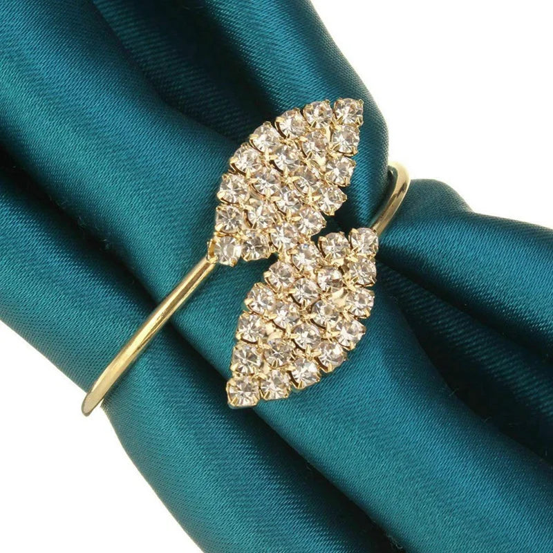 Napkin Ring, 12 Pcs Metal Napkin Rings Holder for Wedding Party Dinner Table Decoration (Leaf-Gold)