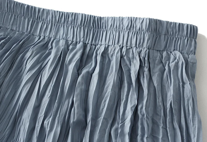 Light Luxury Irregular Slimming Pleated  A-line Skirt for Women High Waist Solid Color Loose Fashion Skirts Casual  Spring New