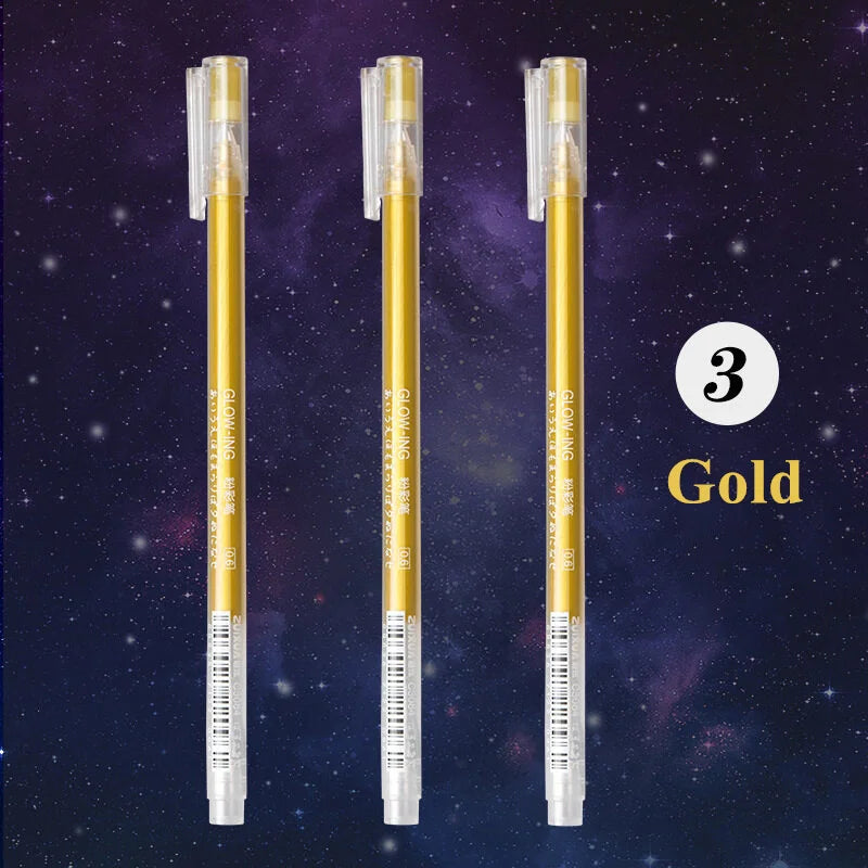 3 Pieces/Set Creative White Ink Gel Pen 0.6mm Highlight Marker Pen for Student Stationery Drawing Art Writing School Supplies