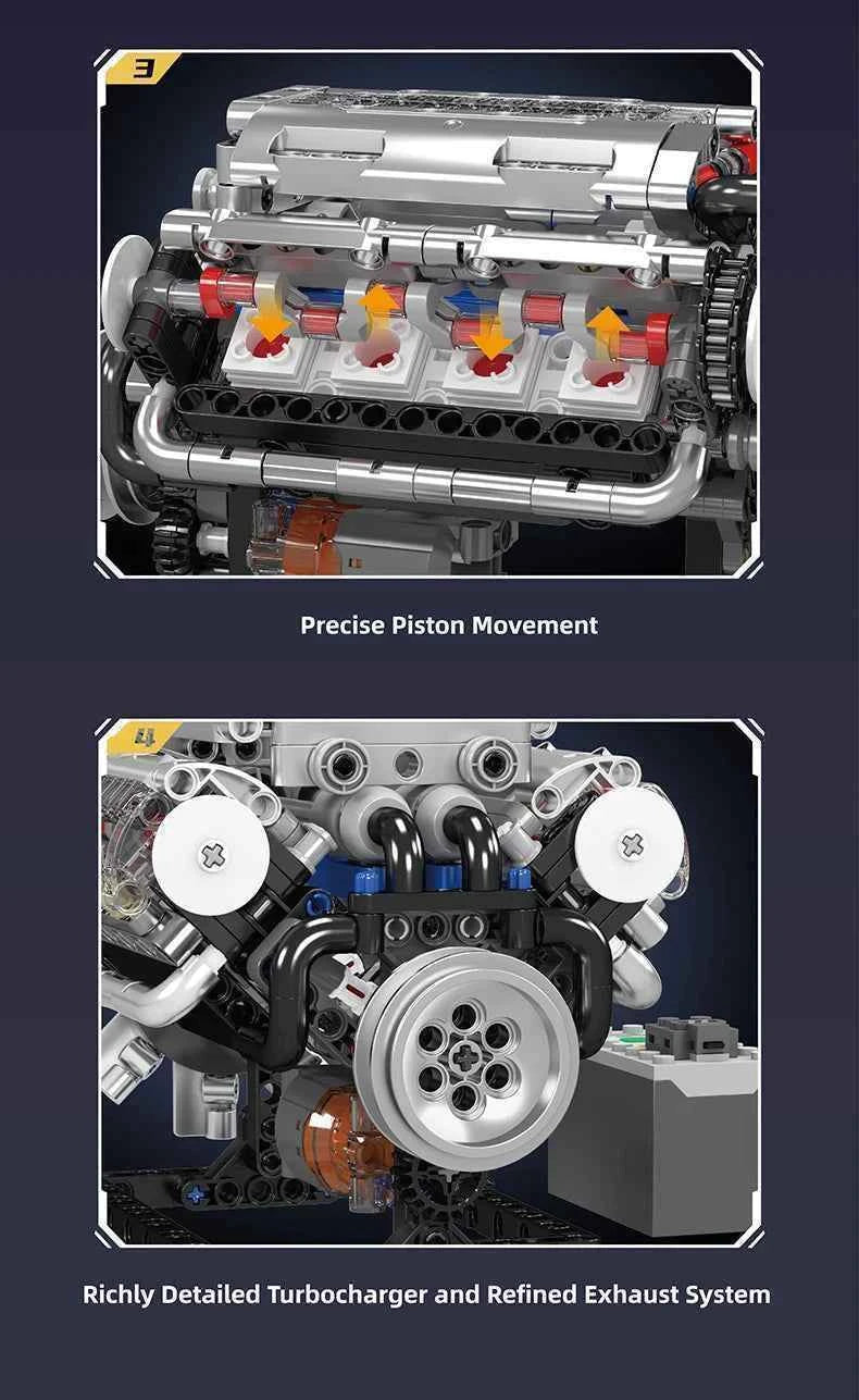 Mould King 10088 The V8 Engine Building Block Assembly Technical Car Brick Set Educational Car Engine Toys Kids Christmas Gift