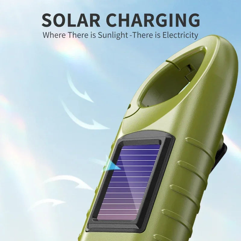 Solar Hand Crank LED Flashlight – Rechargeable Emergency Lamp