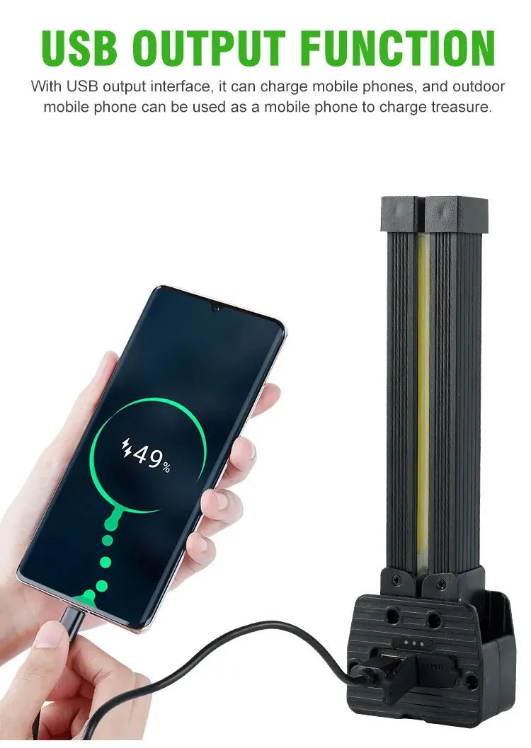 Strong Flashlightoutdoor Multifunctional Camping Lightingflashlight Auto Repair Work Lightfolding COB Light